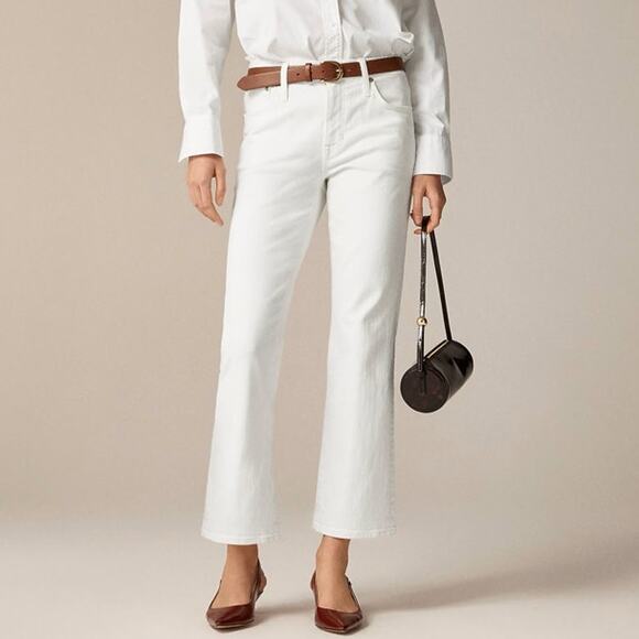 J.Crew 2003 Mid-Rise Kickout Jeans WMNS 28 White Denim Stretchy Button Zip Fly - Picture 1 of 9